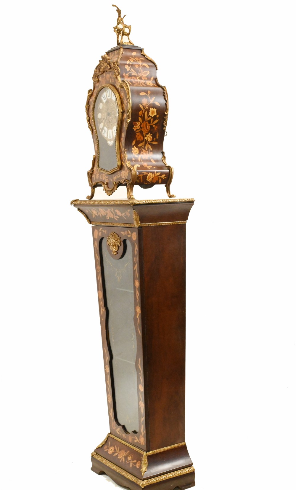 Tiffany Clock On Stand Cabinet Italian Marquetry Inlay Chiming View XIII