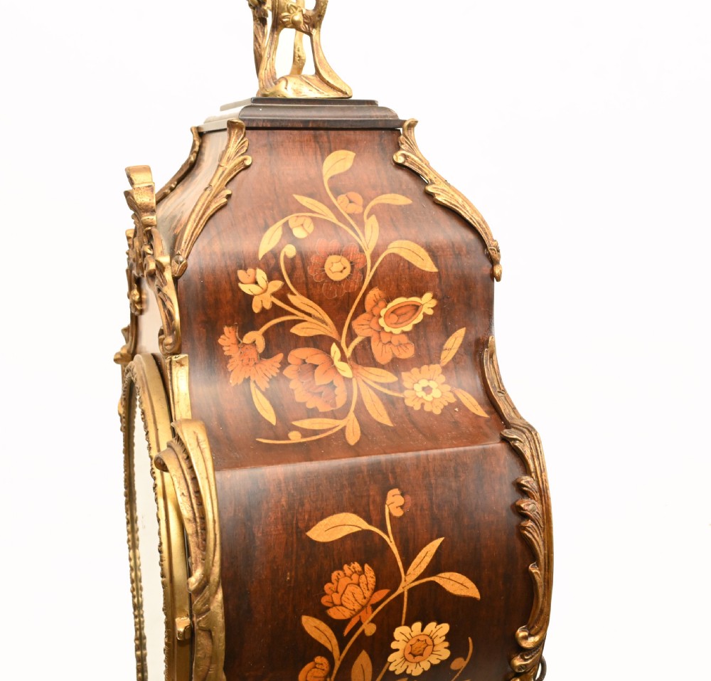 Tiffany Clock On Stand Cabinet Italian Marquetry Inlay Chiming View XV