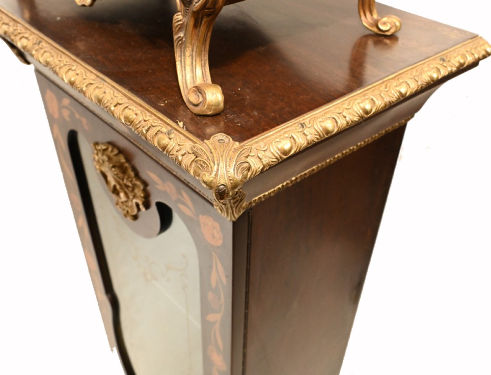Tiffany Clock On Stand Cabinet Italian Marquetry Inlay Chiming View XVI