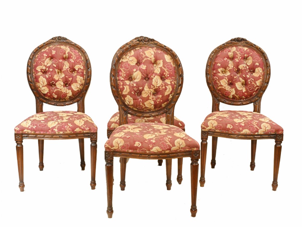 Set Victorian Dining Chairs Mahogany 1880 Upholstered