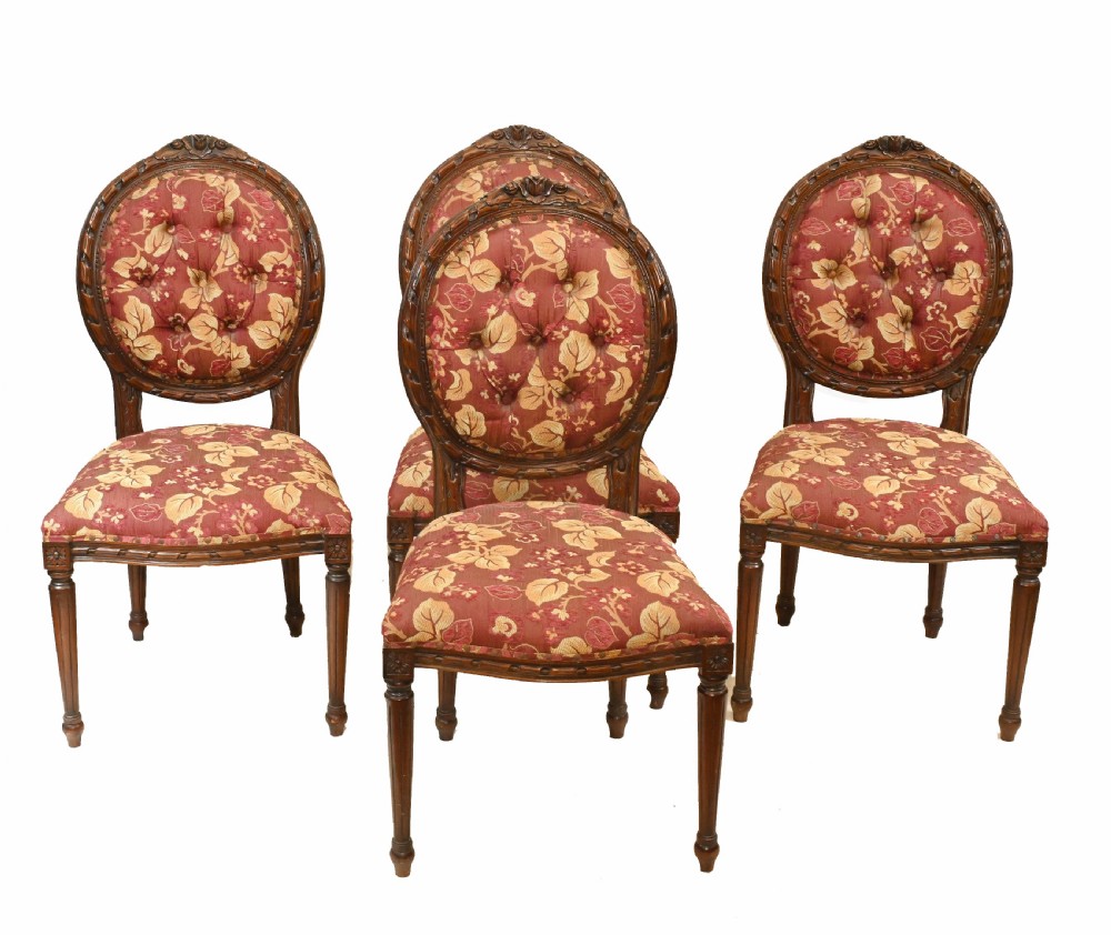 Set Victorian Dining Chairs Mahogany 1880 Upholstered View II