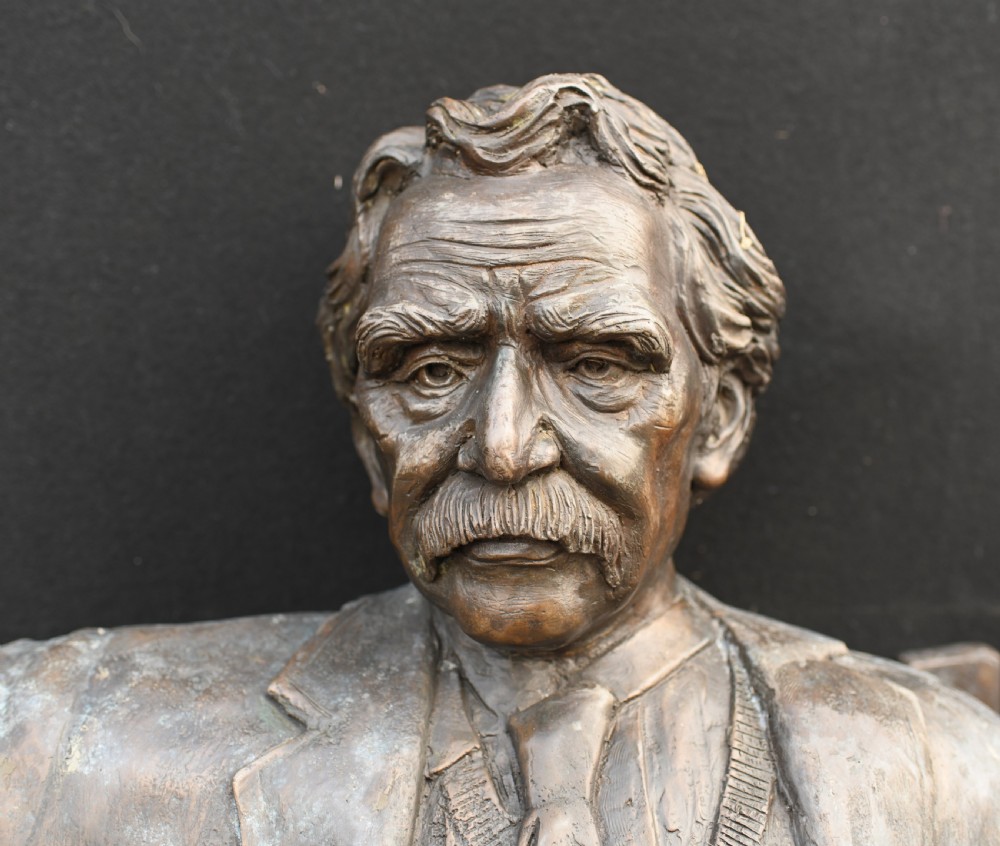 Large Bronze Garden Bench with Lifesize Albert Einstein Statue View III