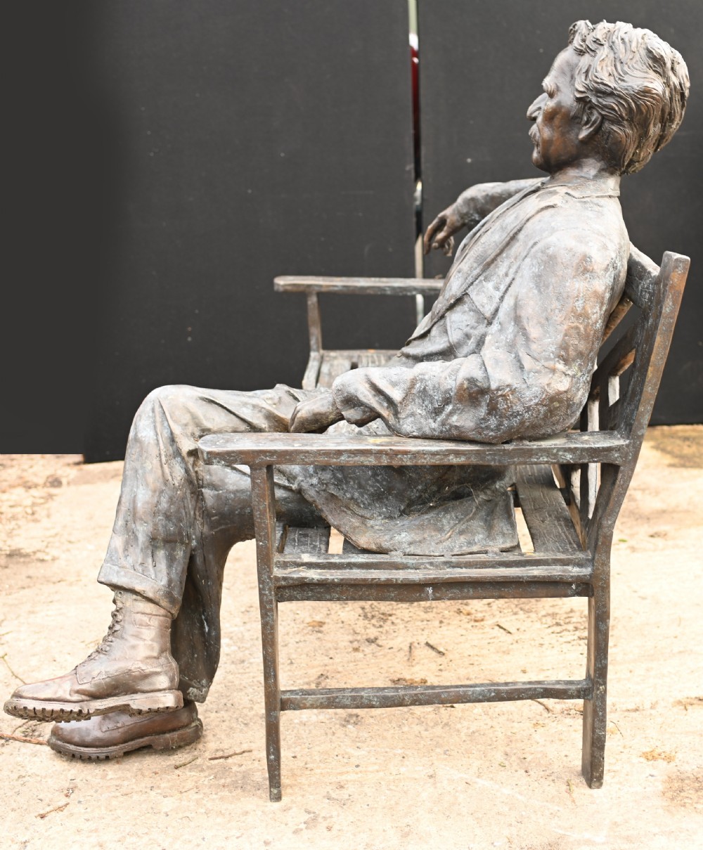 Large Bronze Garden Bench with Lifesize Albert Einstein Statue View XIII
