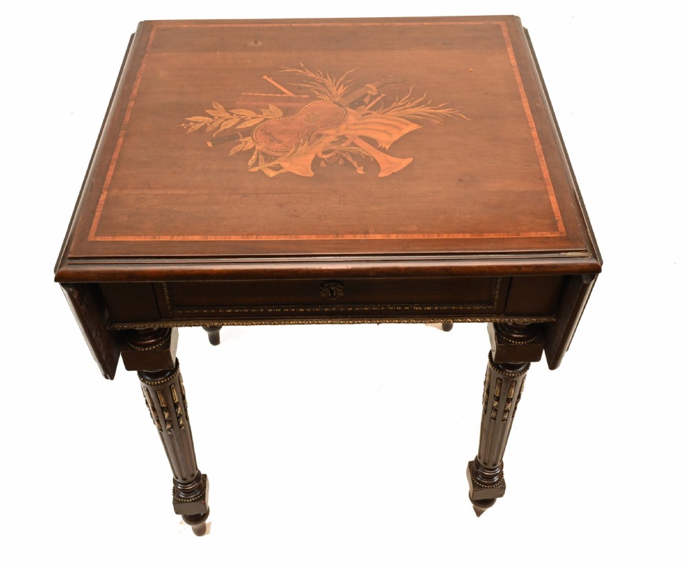 French Side Table Empire Antique Drop Leaf 1860 View II