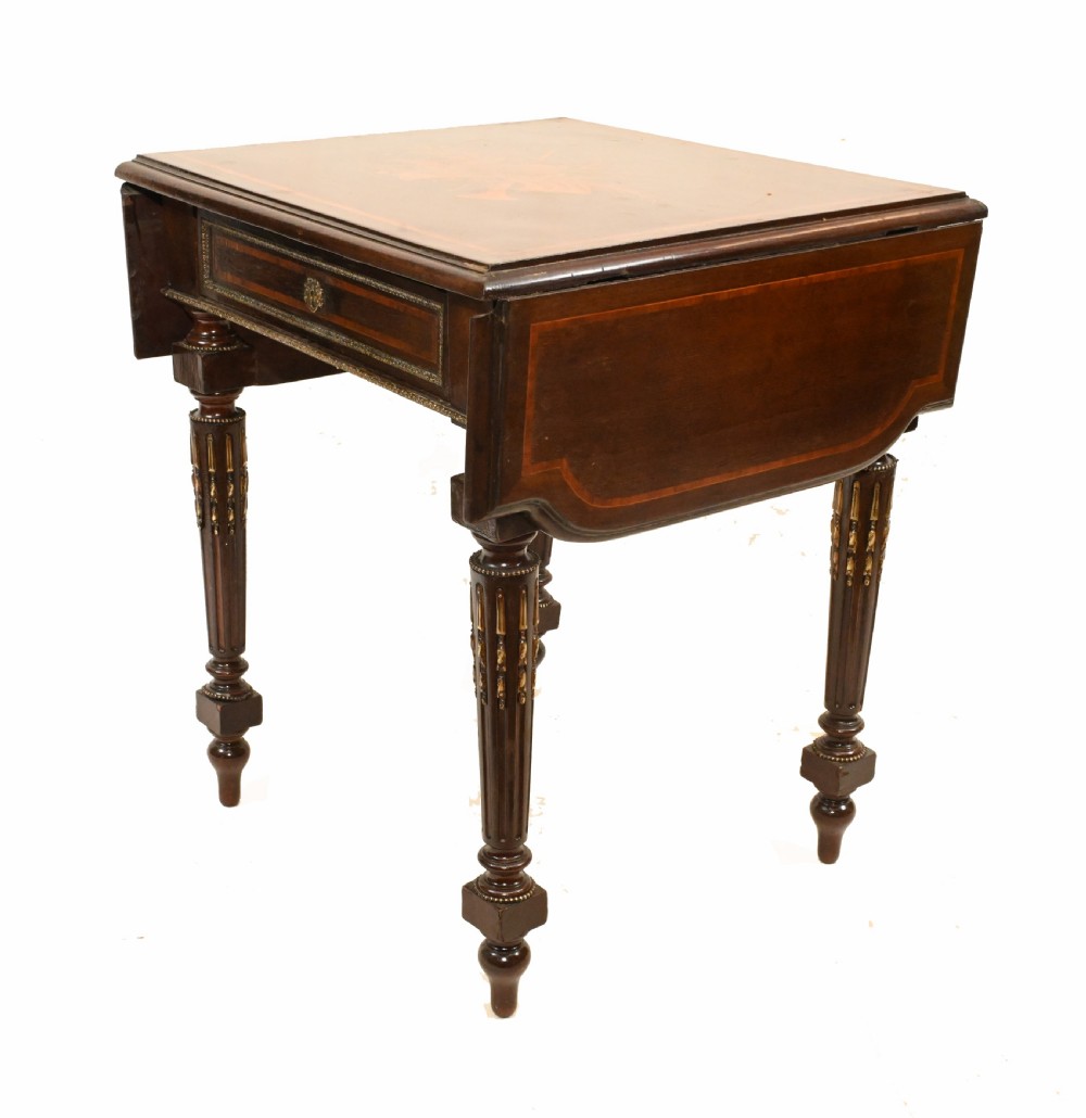 French Side Table Empire Antique Drop Leaf 1860 View V