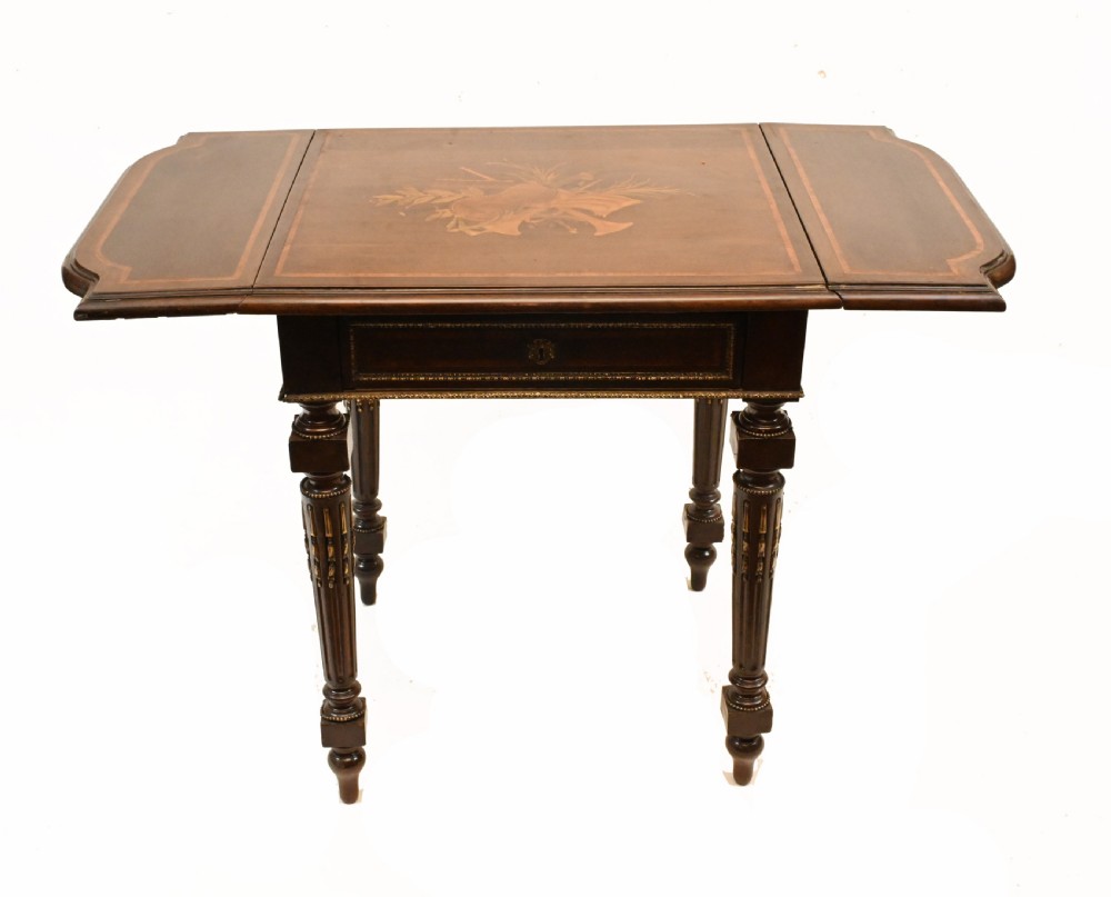 French Side Table Empire Antique Drop Leaf 1860 View VI