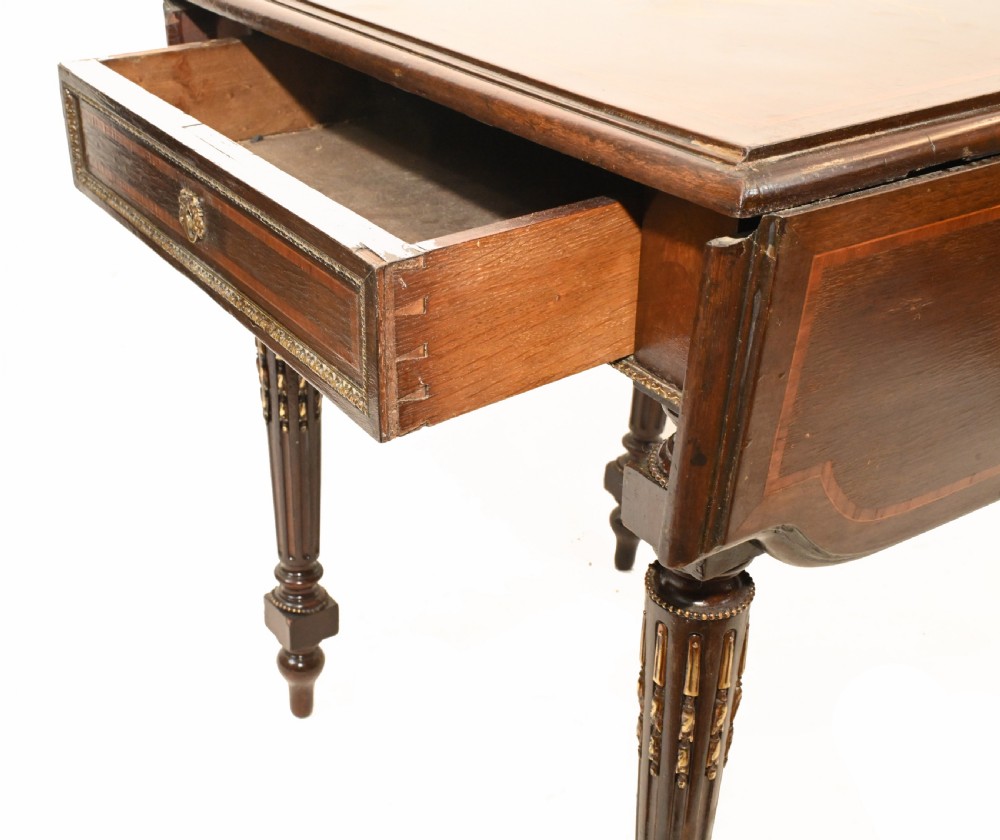 French Side Table Empire Antique Drop Leaf 1860 View VII