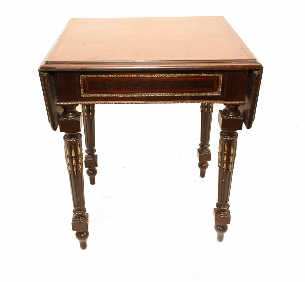 French Side Table Empire Antique Drop Leaf 1860 View VIII