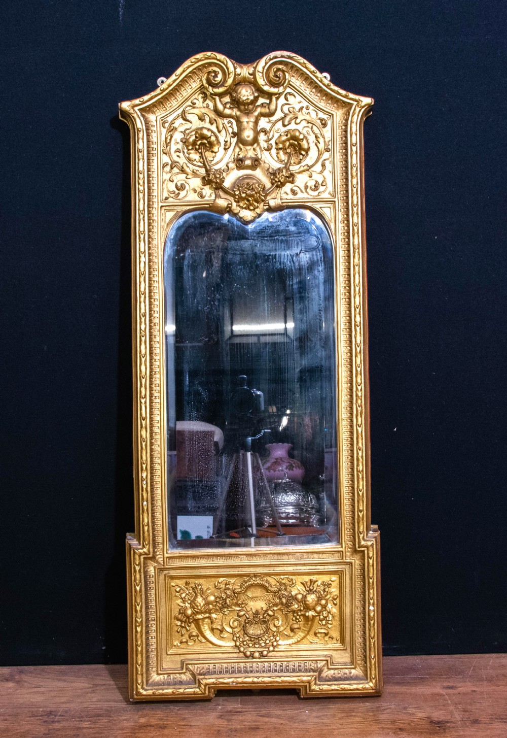 French Empire Pier Mirror - Antique Cherub Gilt Circa 1880