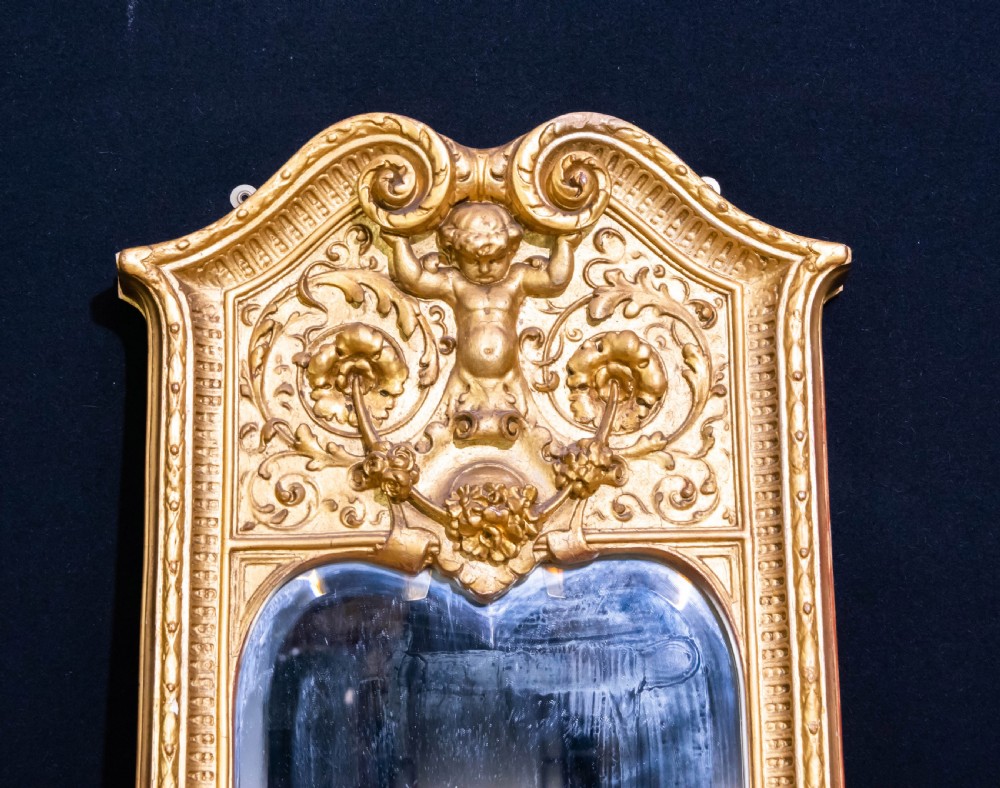 French Empire Pier Mirror - Antique Cherub Gilt Circa 1880 View II