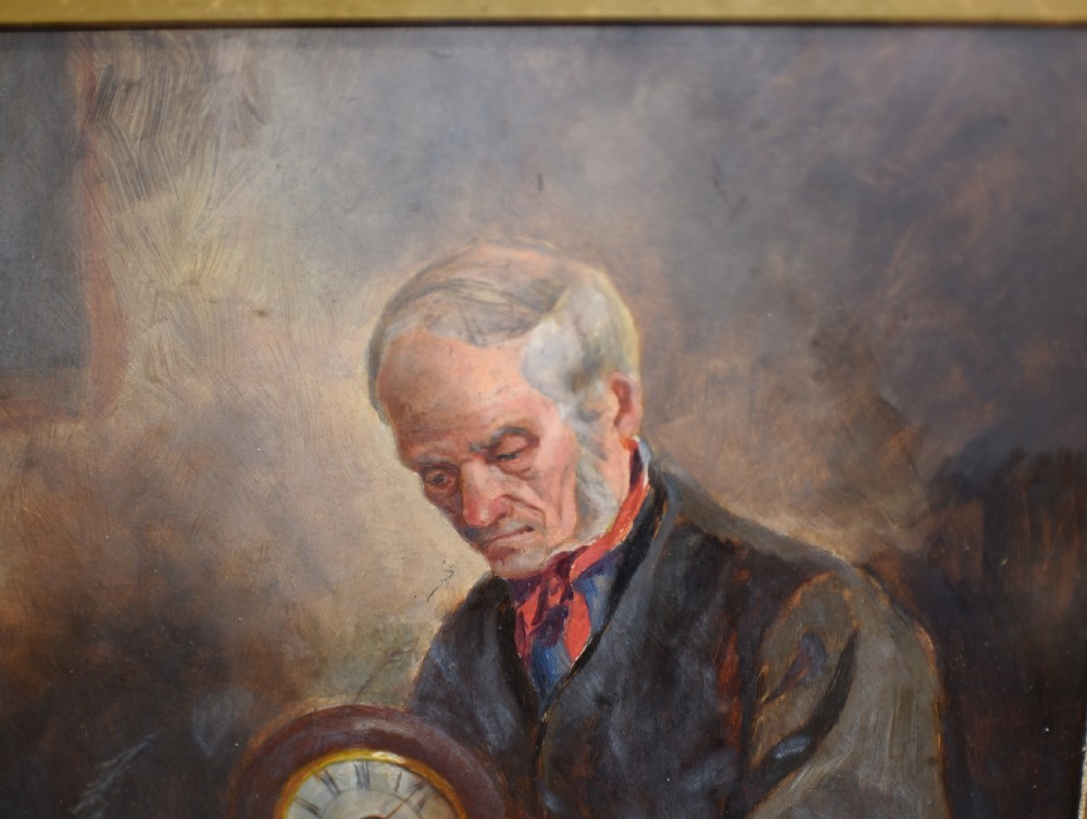 Victorian Oil Painting Clock Maker Horologist Portrait View III