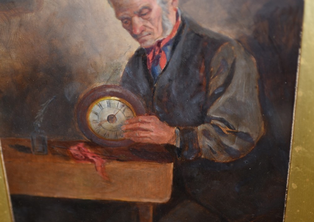 Victorian Oil Painting Clock Maker Horologist Portrait View IV