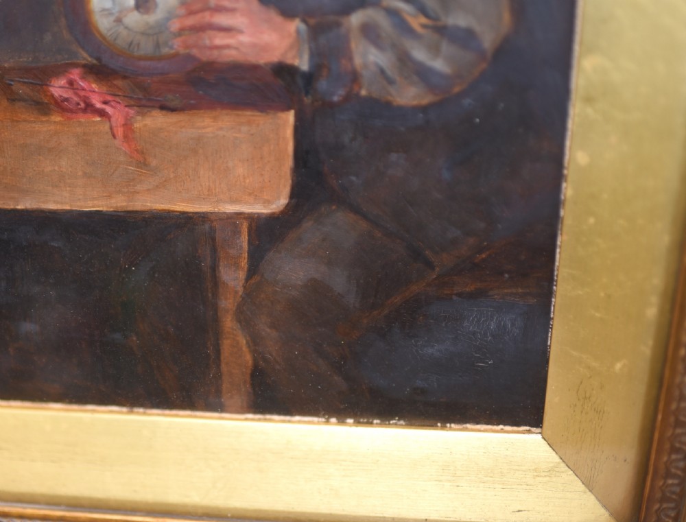 Victorian Oil Painting Clock Maker Horologist Portrait View V