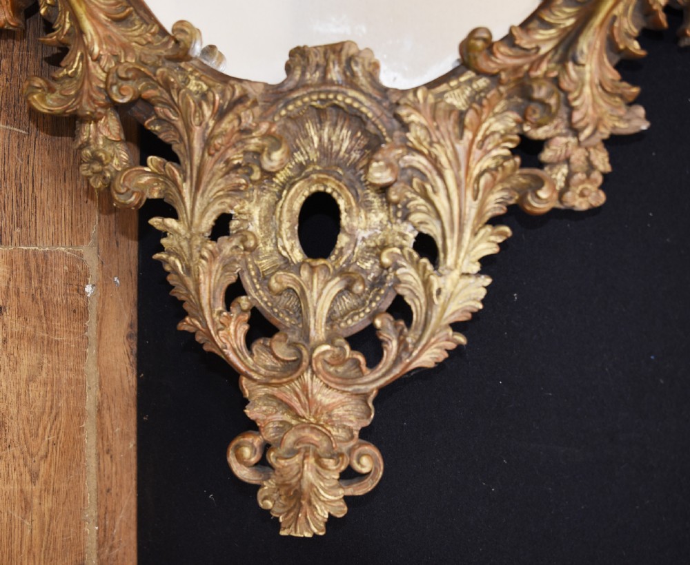 French Rococo Mirror Oval Maidens Head Gilt Frame View V