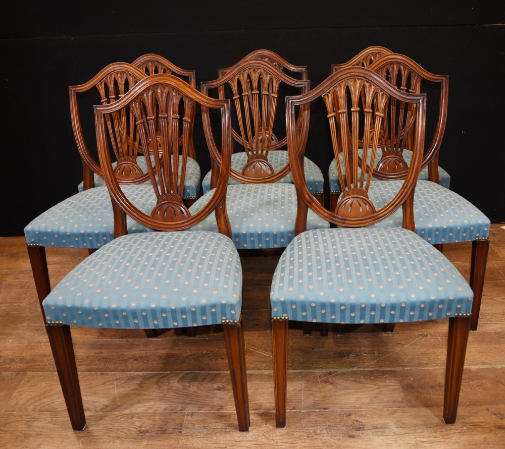 Set 8 Hepplewhite Dining Chairs Mahogany