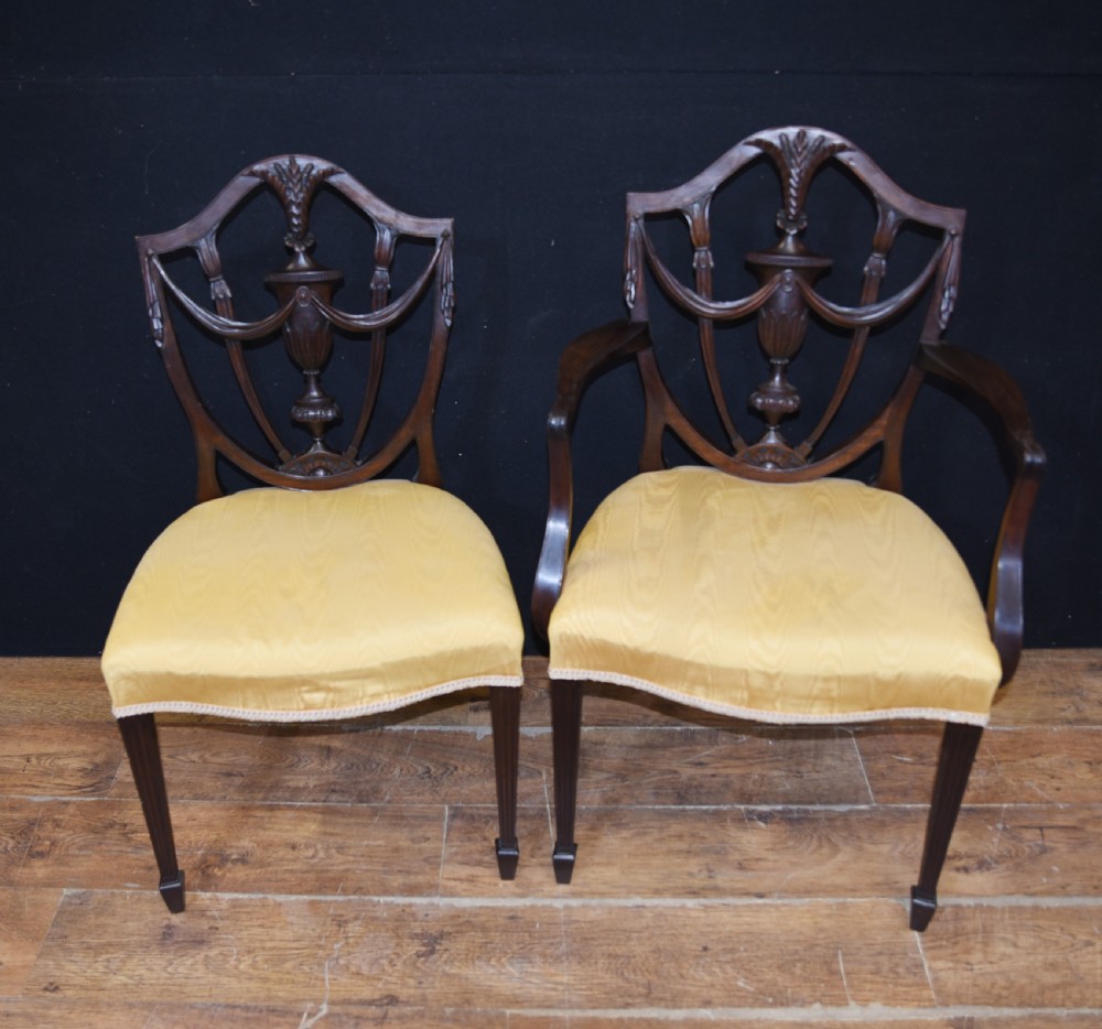 Set 10 Adams Shield Back Dining Chairs Mahogany View IV