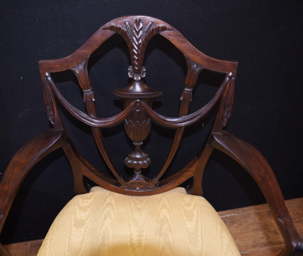 Set 10 Adams Shield Back Dining Chairs Mahogany View V