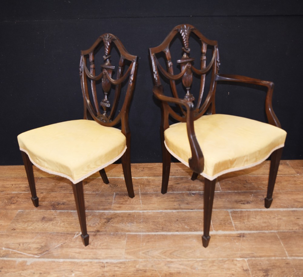 Set 10 Adams Shield Back Dining Chairs Mahogany View VI
