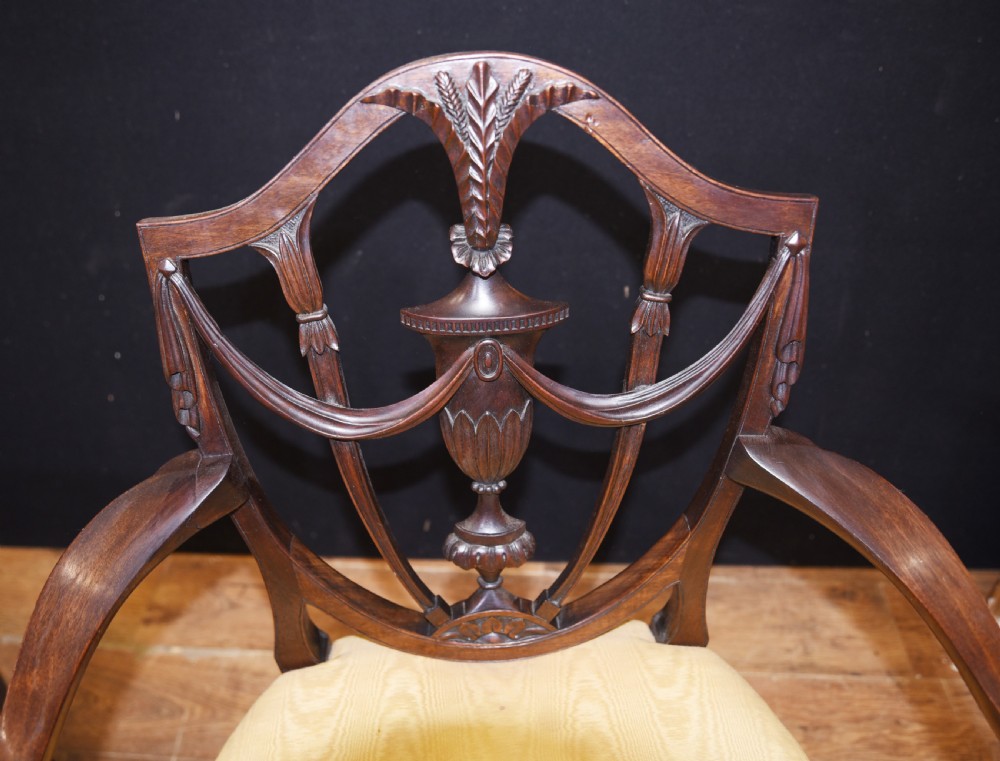 Set 10 Adams Shield Back Dining Chairs Mahogany View IX