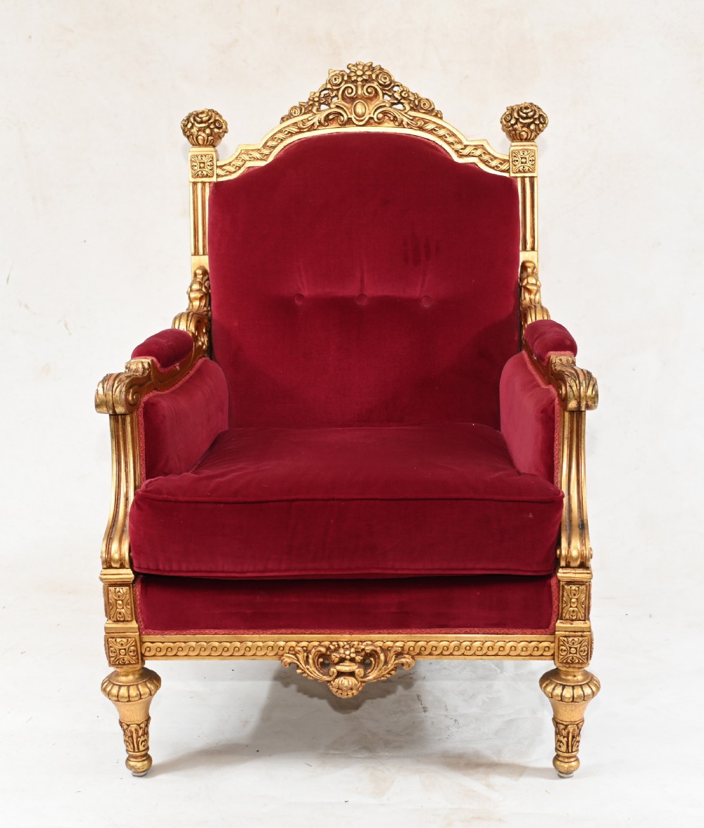 Pair Gilt French Arm Chairs Empire Fauteuils View VII