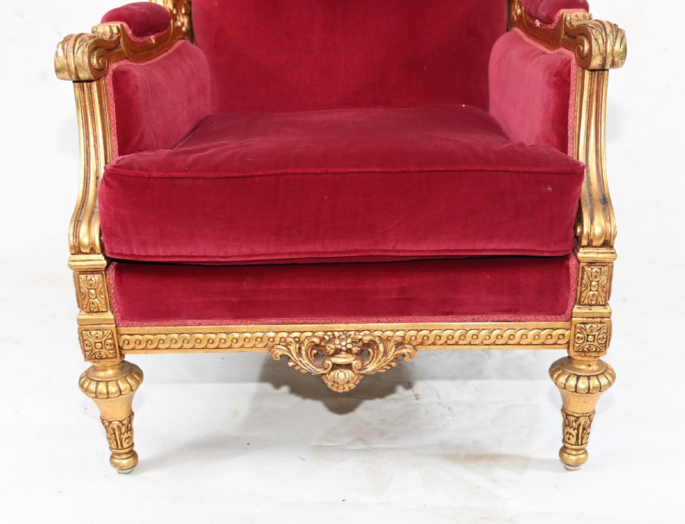 Pair Gilt French Arm Chairs Empire Fauteuils View VIII