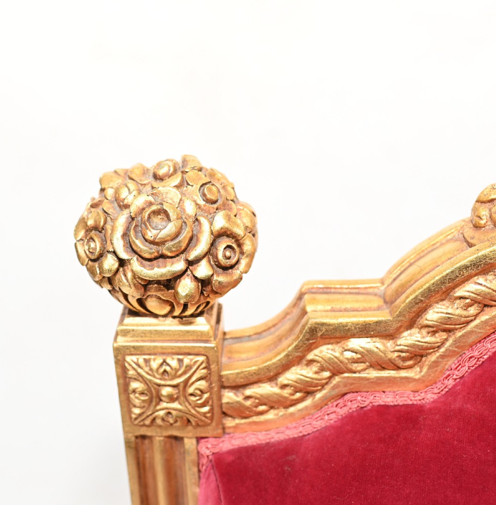 Pair Gilt French Arm Chairs Empire Fauteuils View XI