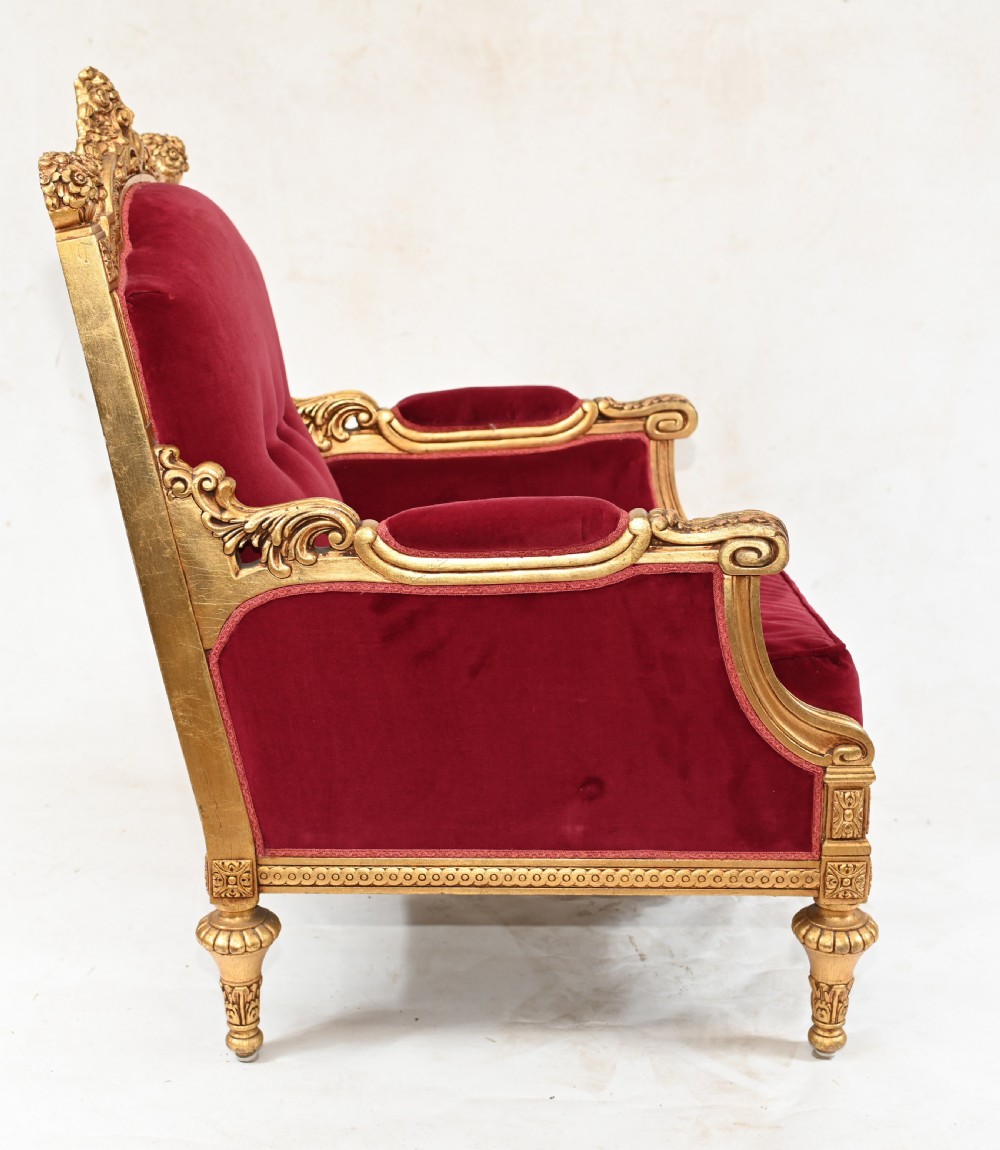 Pair Gilt French Arm Chairs Empire Fauteuils View XIII