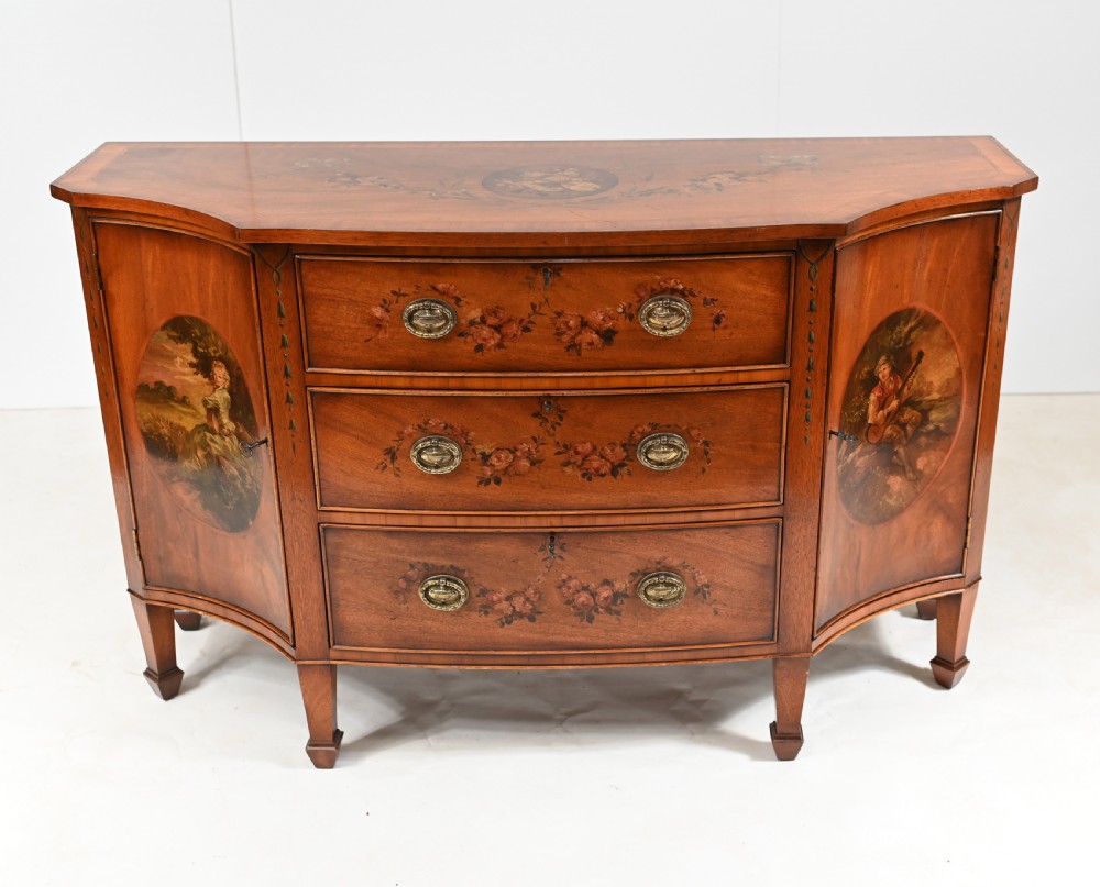 Edwardian Painted Sideboard Breakfront Server Walnut