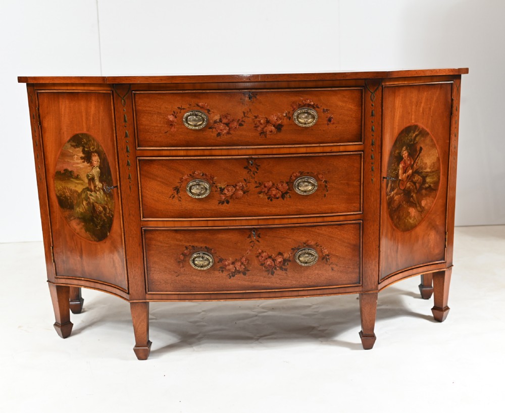 Edwardian Painted Sideboard Breakfront Server Walnut View VI