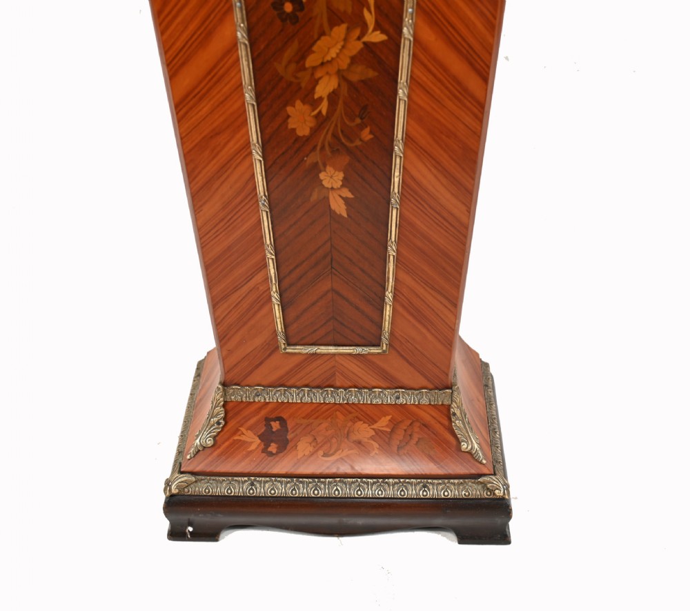 Tiffany Mantle Clock and Stand French Marquetry Inlay View VI