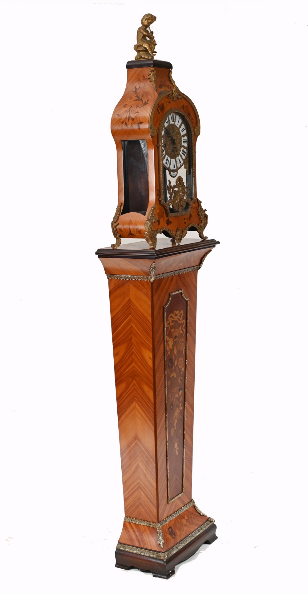 Tiffany Mantle Clock and Stand French Marquetry Inlay View VII