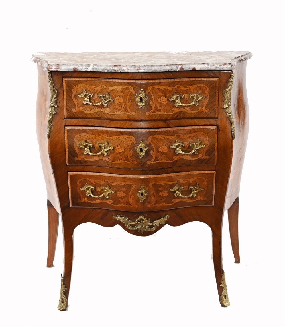 French Chest of Drawers Bombe Commode Marquetry 1880