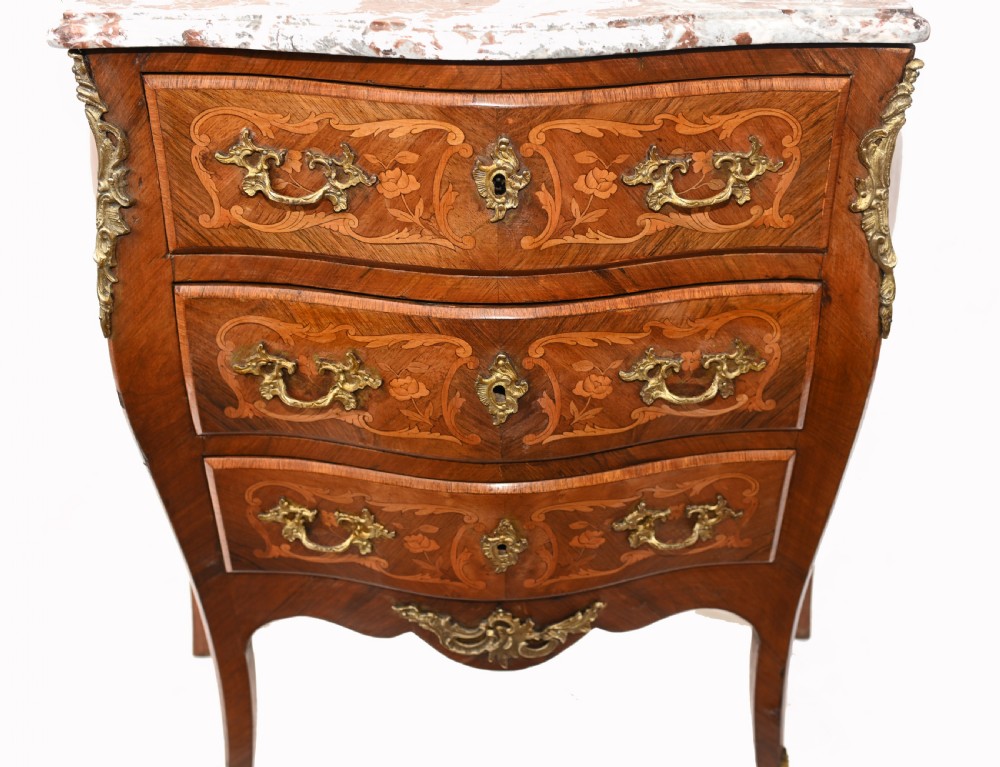 French Chest of Drawers Bombe Commode Marquetry 1880 View II