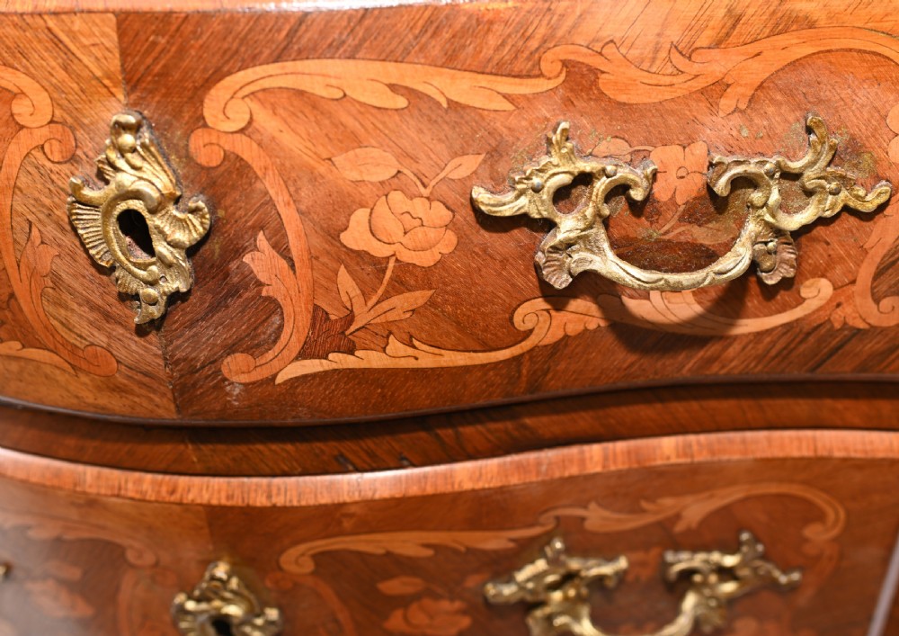 French Chest of Drawers Bombe Commode Marquetry 1880 View V