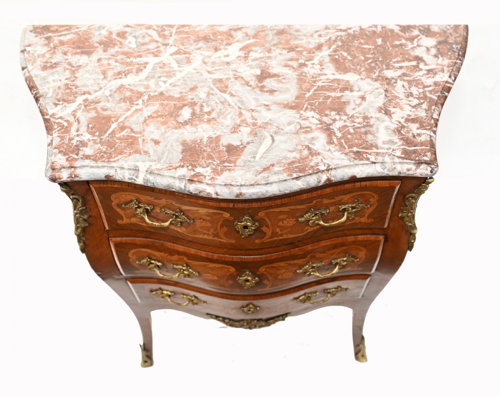 French Chest of Drawers Bombe Commode Marquetry 1880 View VI