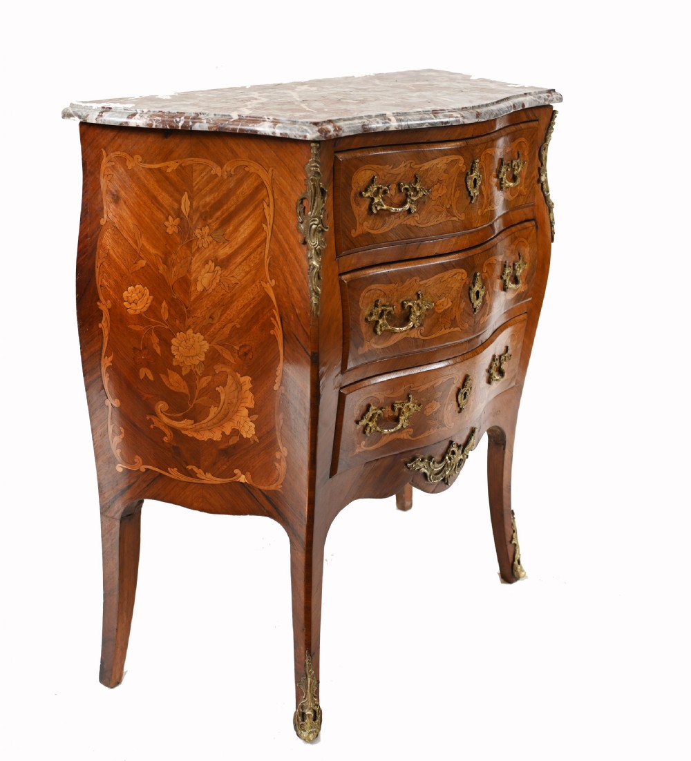 French Chest of Drawers Bombe Commode Marquetry 1880 View VII