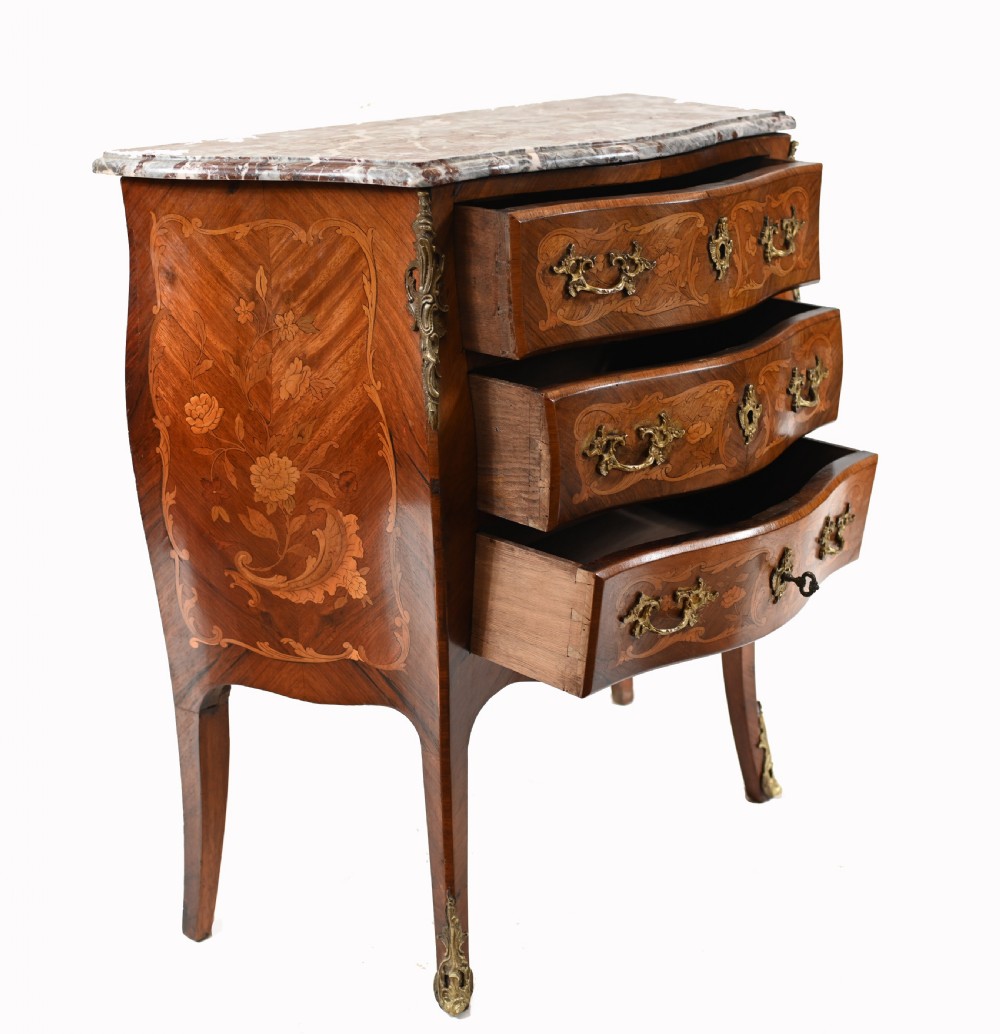 French Chest of Drawers Bombe Commode Marquetry 1880 View VIII