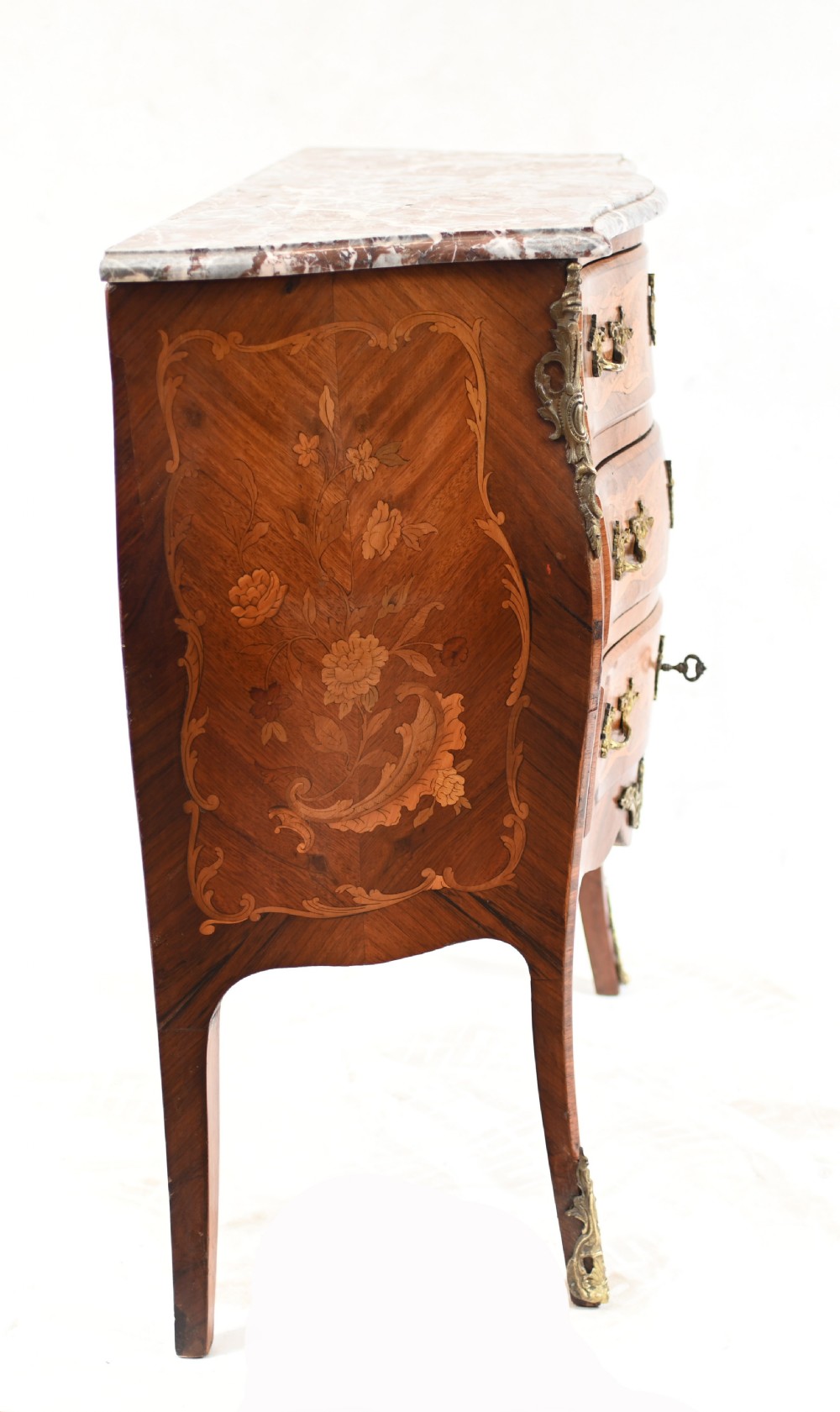 French Chest of Drawers Bombe Commode Marquetry 1880 View IX