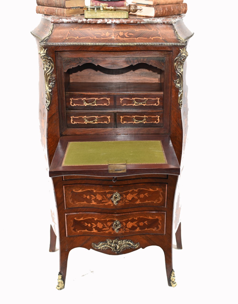 French Escritoire Desk Empire Antique Marquetry Inlay View VII