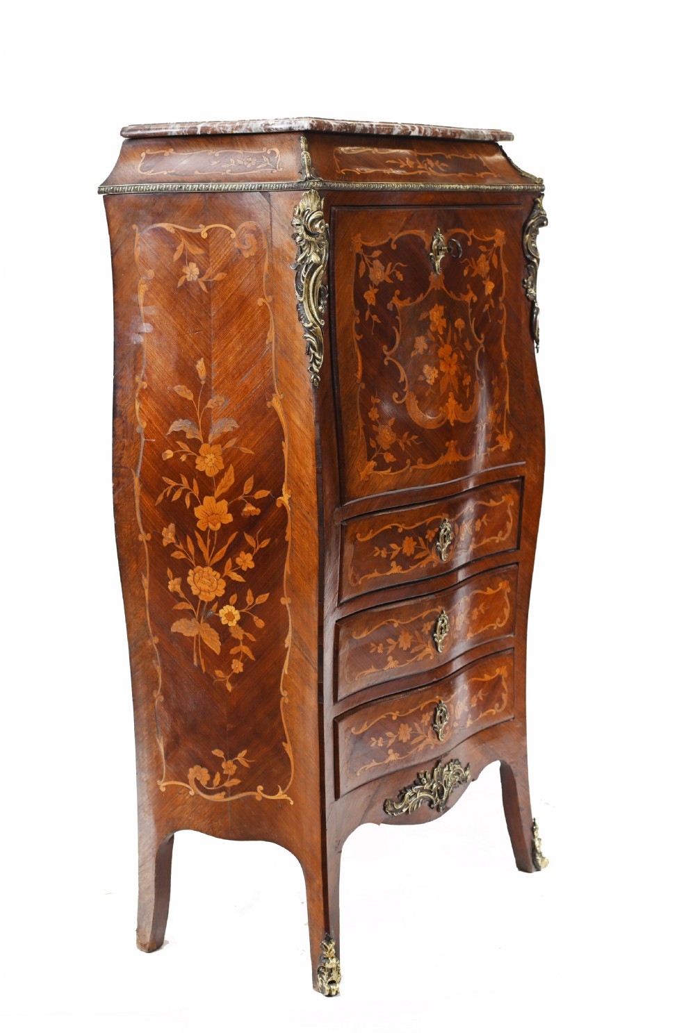 French Escritoire Desk Empire Antique Marquetry Inlay View IX