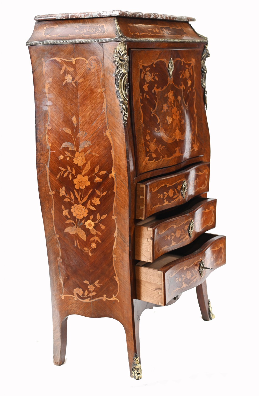 French Escritoire Desk Empire Antique Marquetry Inlay View XI