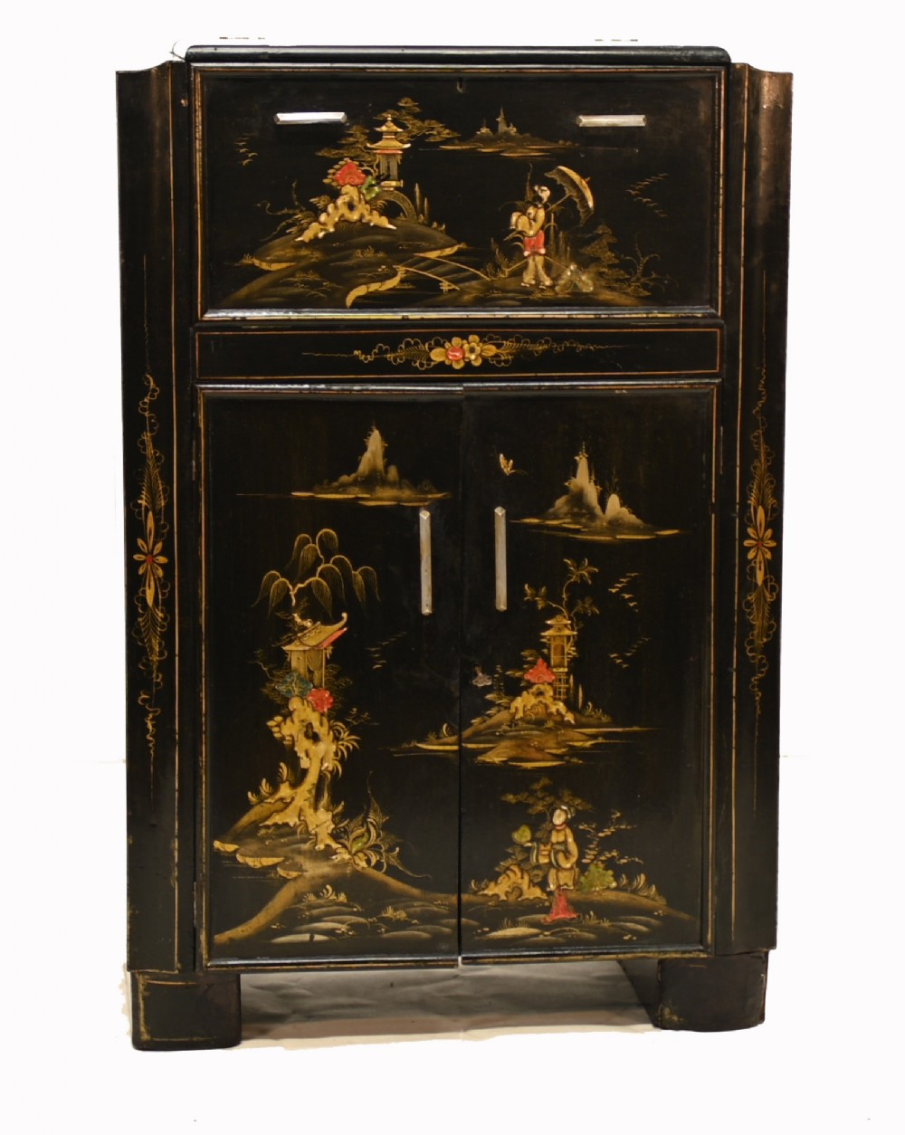 Chinese Chinoiserie Drinks Cabinet Lacquer Cocktail Chest 1920