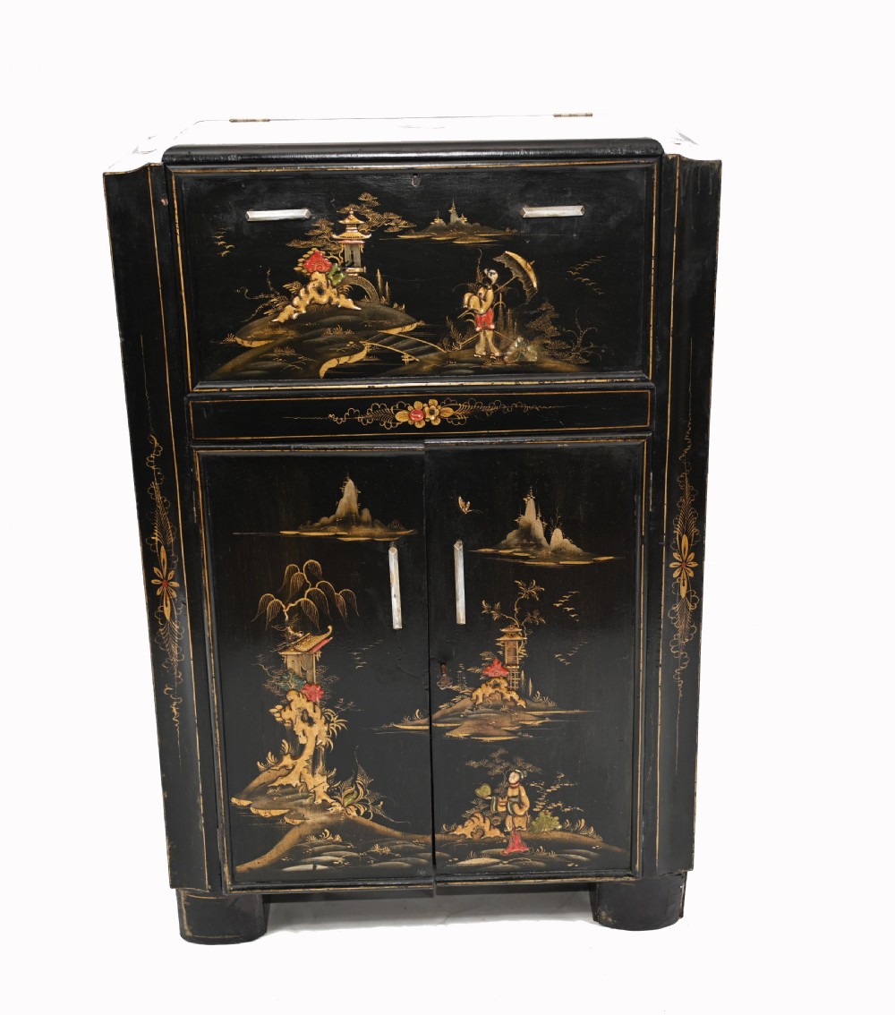 Chinese Chinoiserie Drinks Cabinet Lacquer Cocktail Chest 1920 View II