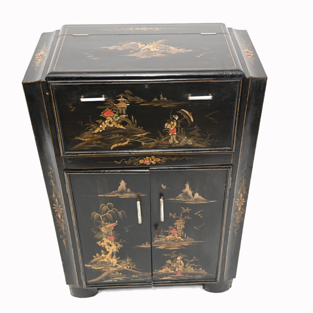 Chinese Chinoiserie Drinks Cabinet Lacquer Cocktail Chest 1920 View III