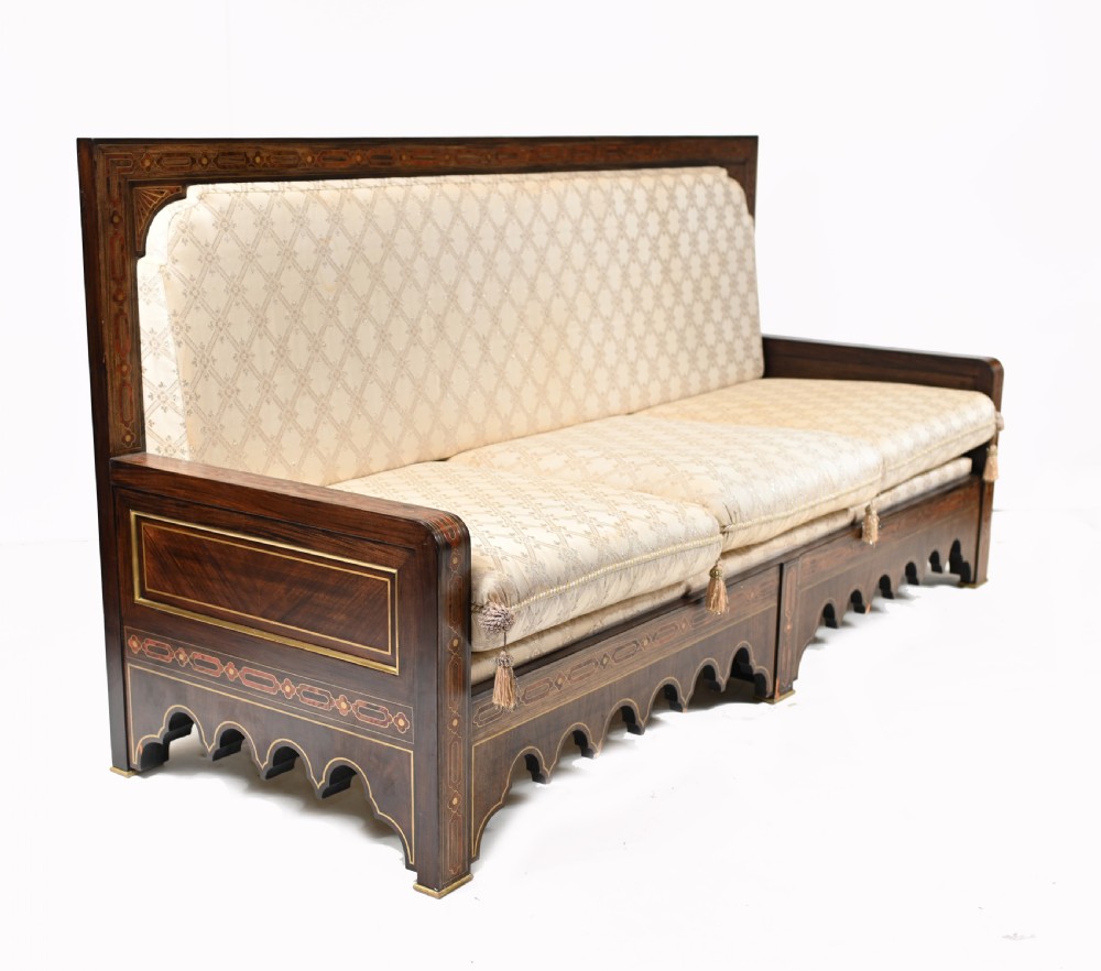 Islamic Settee and Arm Chair Suite Boulle Inlay Couch View IV