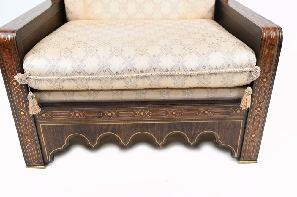 Islamic Settee and Arm Chair Suite Boulle Inlay Couch View IX