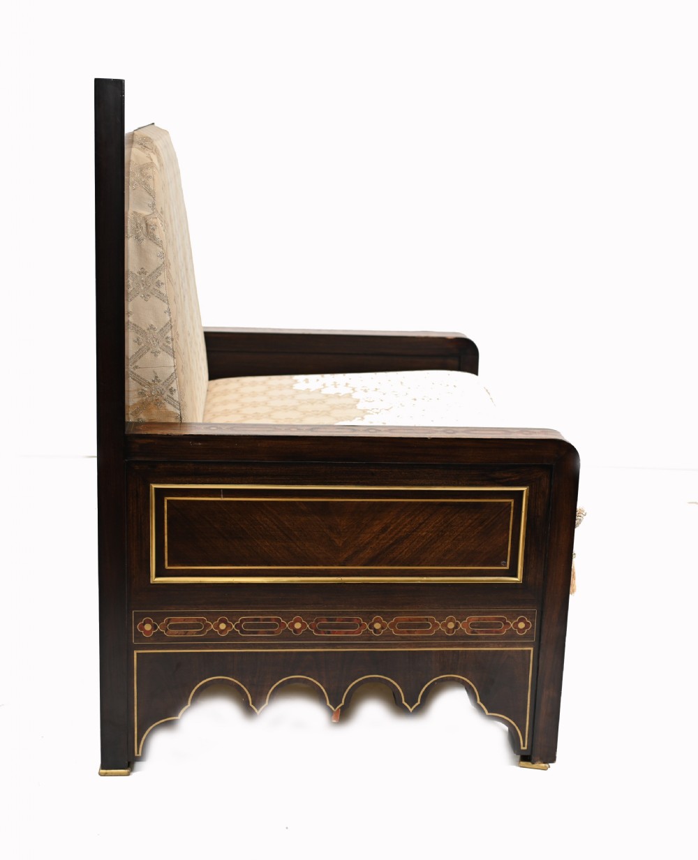 Islamic Settee and Arm Chair Suite Boulle Inlay Couch View XI