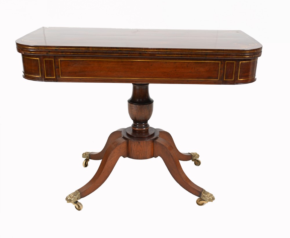 Regency Card Table Antique Mahogany Games 1820 View IV