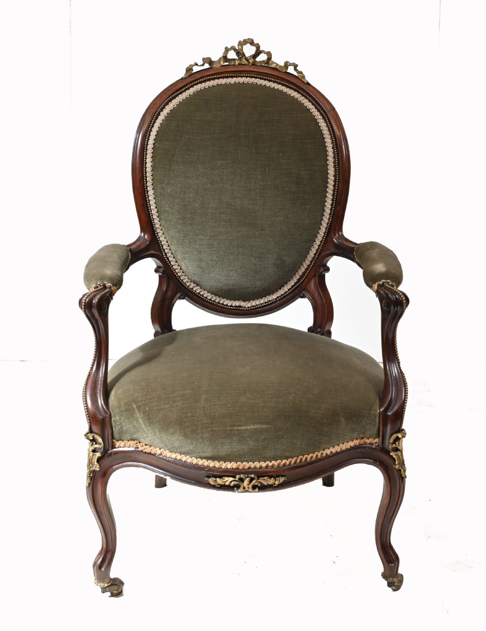 Pair Victorian Salon Chairs Arm 1870 View II