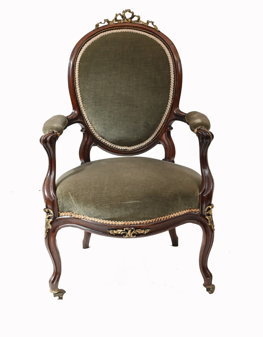 Pair Victorian Salon Chairs Arm 1870 View IV